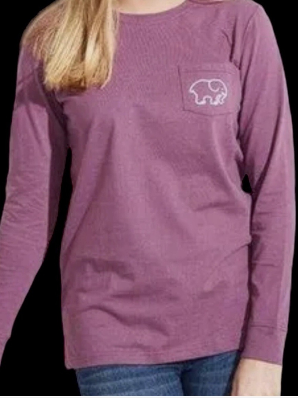 ivory ella Long Sleeve Pocket Tee - Plum/Paisley size Large